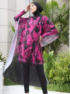Ensemble de burkini rose, style moderne et confortable