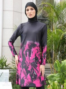 Burkini 3 pièces Fleurs de Minuit, élégant et moderne