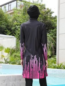 Mode aquatique féminin : burkini à trois pièces coloré