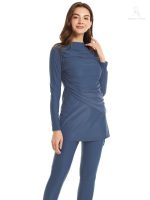 Burkini long 3 pièces bleu brume