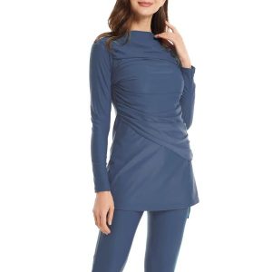 Burkini long 3 pièces bleu brume