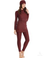 Burkini long 3 pièces bordeaux pour une élégance raffinée