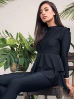 Burkini long 3 pièces noir sable