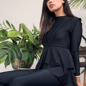 Burkini long 3 pièces noir sable