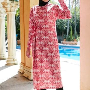Burkini long Jasmina en rouge, élégant et confortable