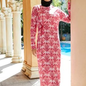 Burkini rouge Jasmina, style moderne pour la baignade