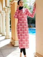 Modèle Jasmina, burkini long en rouge pour femmes