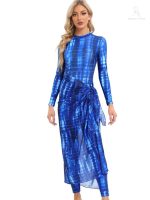 Burkini 4 pièces bleu azur pour la baignade