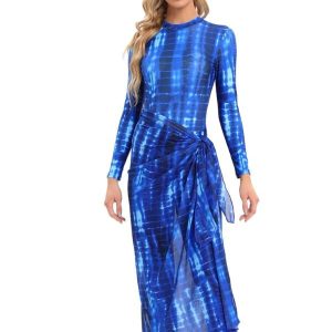 Burkini 4 pièces bleu azur pour la baignade