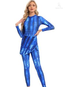Maillot de bain complet bleu azur, style burkini