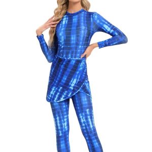 Maillot de bain complet bleu azur, style burkini