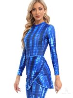 Tenue de plage 4 pièces, burkini bleu azur élégant