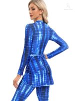Burkini femme, ensemble aquatique 4 pièces en bleu azur