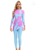 Ensemble de burkini féminin en rose et bleu doux