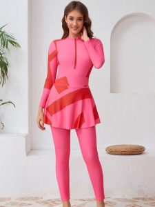 Burkini élégant en teinte rosée pour une allure orientale