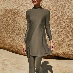 Burkini verdana kaki, maillot de bain élégant et confortable