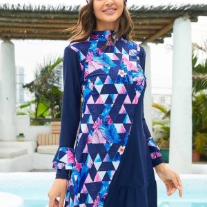Burkini moderne 3 pièces "Graphica" en tissu léger