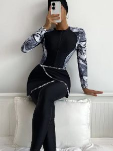 Ensemble burkini noir 3 pièces, style Marbella