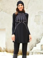 Burkini 3 pièces "Asma" en noir pour la plage