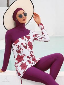 Ensemble de burkini Hawaii, protection solaire pour la plage