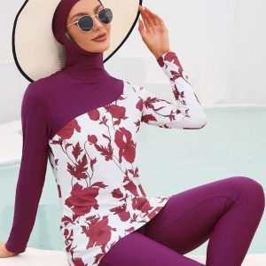 Ensemble de burkini Hawaii, protection solaire pour la plage