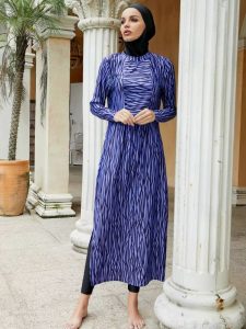 Burkini bleu femme, style élégant et moderne