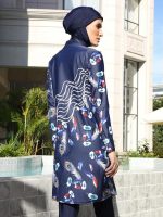 Burkini avec motif plume de paon, confort et modernité