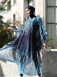 Burkini 4 pièces "Vagues d'Azur" pour une baignade élégante