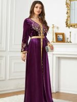 Caftan algérien Améthyste Doré pour mariage