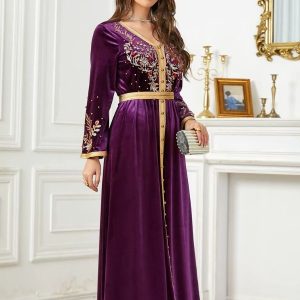 Caftan algérien Améthyste Doré pour mariage