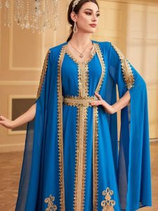 Caftan Azur Doré, élégant et traditionnel