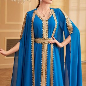 Caftan Azur Doré, élégant et traditionnel