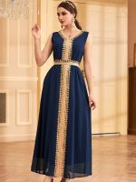 Caftan bleu nuit d’Orient pour cérémonie