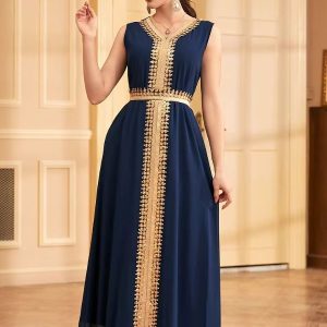 Caftan bleu nuit d’Orient pour cérémonie