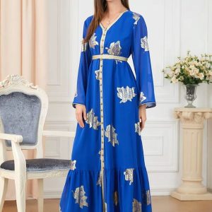 Caftan algérien mariage bleu royal