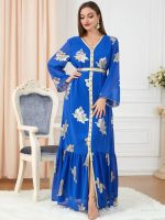 Caftan bleu royal pour célébrations nuptiales