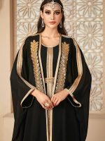 Caftan noir élégant pour célébrations nuptiales