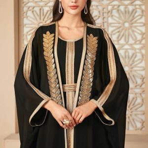 Caftan noir élégant pour célébrations nuptiales
