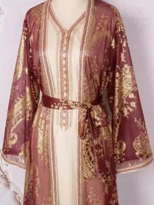 Robe traditionnelle algérienne pour mariage en rose