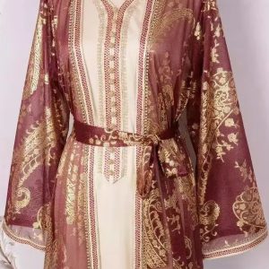 Robe traditionnelle algérienne pour mariage en rose