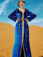 Caftan algérien en velours "Azur Étoilé" pour mariage