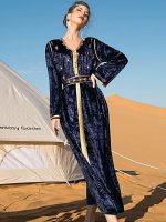 Caftan algérien velours "Azur Nocturne" pour mariage
