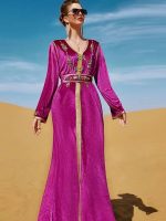 Caftan algérien mariage en velours prune