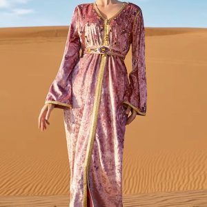 Caftan algérien mariage en velours "Rose des Sables