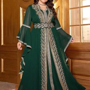 Caftan grande taille vert élégant et confortable