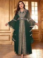 Caftan vert ample pour femmes en grande taille