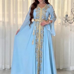 Caftan Layali Azure élégant pour femme