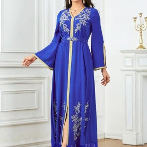 Caftan luxe bleu royal élégant et raffiné