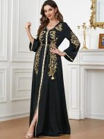 Caftan luxe noir élégant pour occasions spéciales