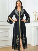 Caftan luxe noir et doré élégant